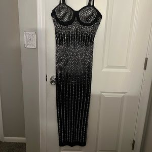 Black mesh/jeweled dress